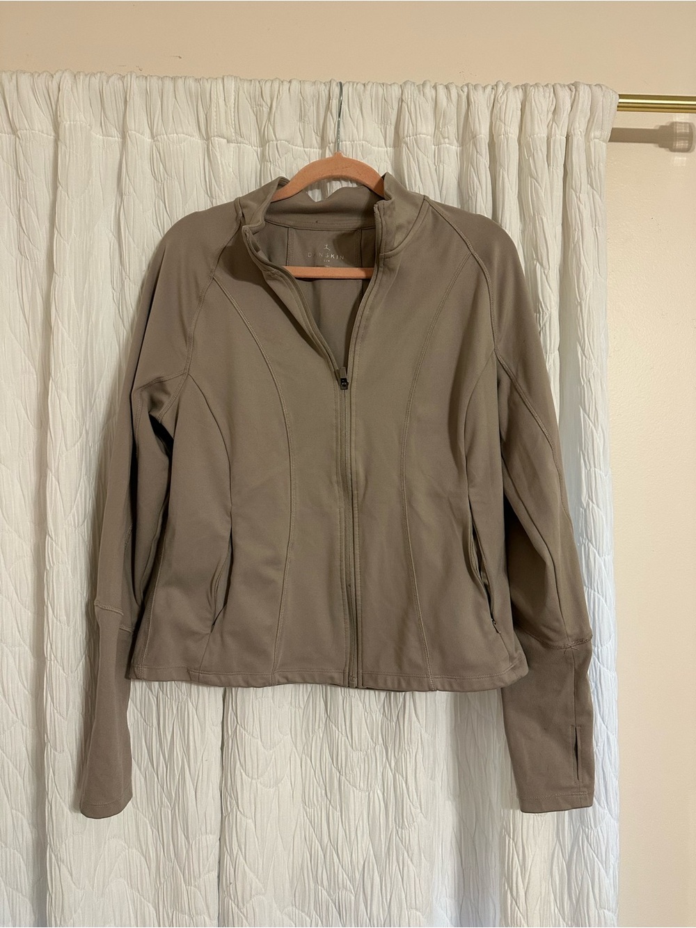 Danskin Taupe Full-Zip Utility Jacket